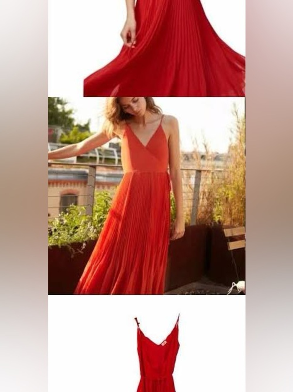 Aritzia Wilfred Beaune Pleated Wrap Midi Dress Red XS - Picture 4 of 12